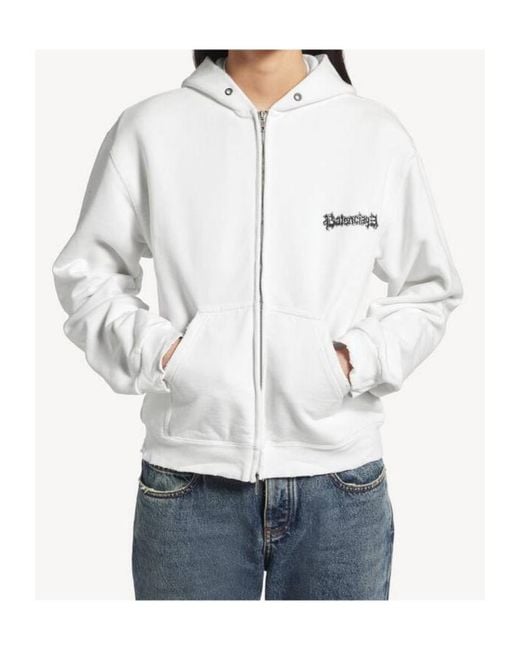 Balenciaga White Cotton Salon De Couture Zip-Up Hoodie