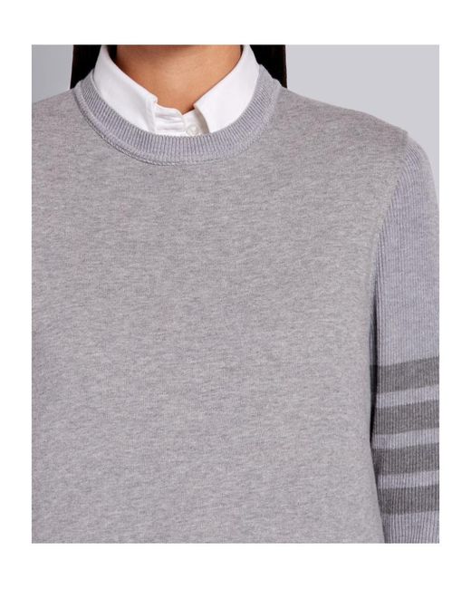 Thom Browne Gray Tonal 4-Bar Loopback Sweatshirt