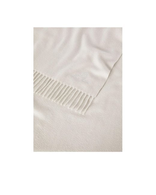 Loro Piana White Fringed Logo Scarf