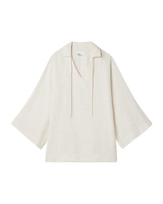 Lisa Marie Fernandez White Woven Longline Top