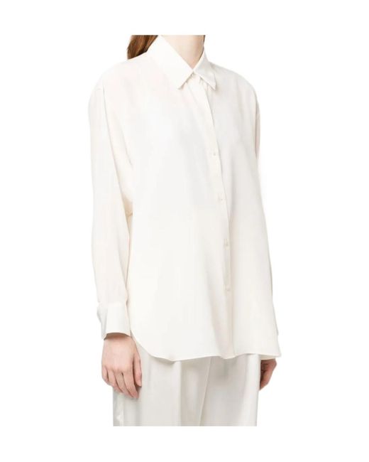Nili Lotan White Sheer Silk Long-Sleeved Shirt