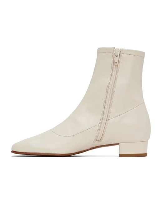 By Far White Este Square Toe Ankle Boots