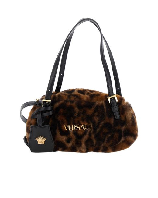Versace Black Logo Lettering Mini Shoulder