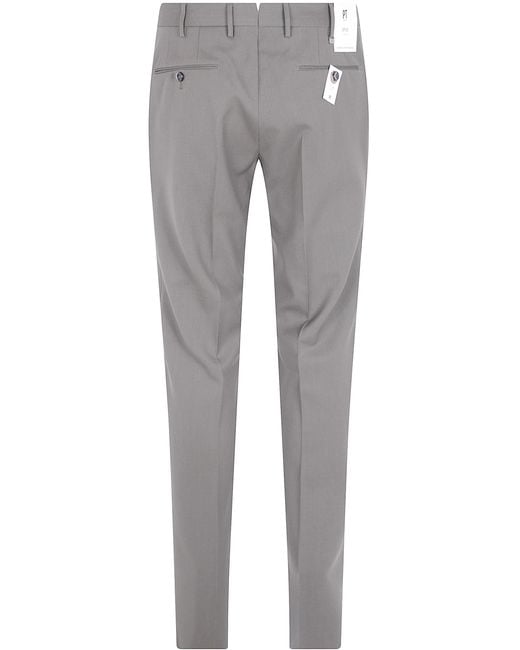 PT01 Gray Casual Trousers With Belt Loops for men