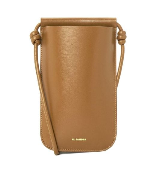 Jil Sander Brown Single Shoulder Phone Bag