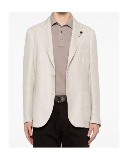 Lardini White Single-Breasted Button Blazer for men