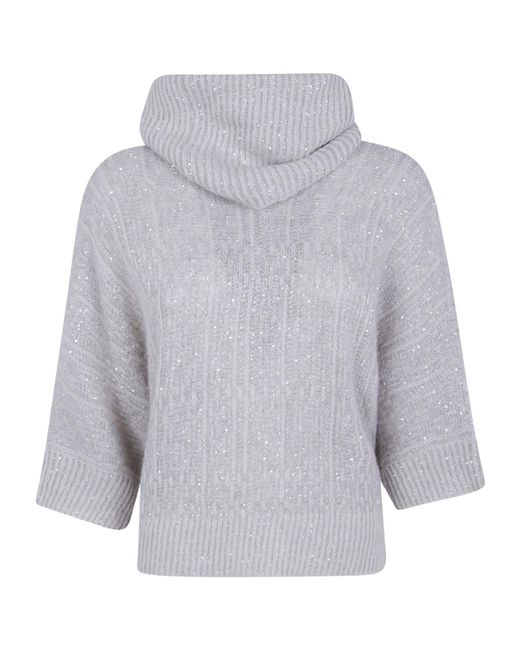 D.exterior Gray Kimono-Style Turtleneck Sweater