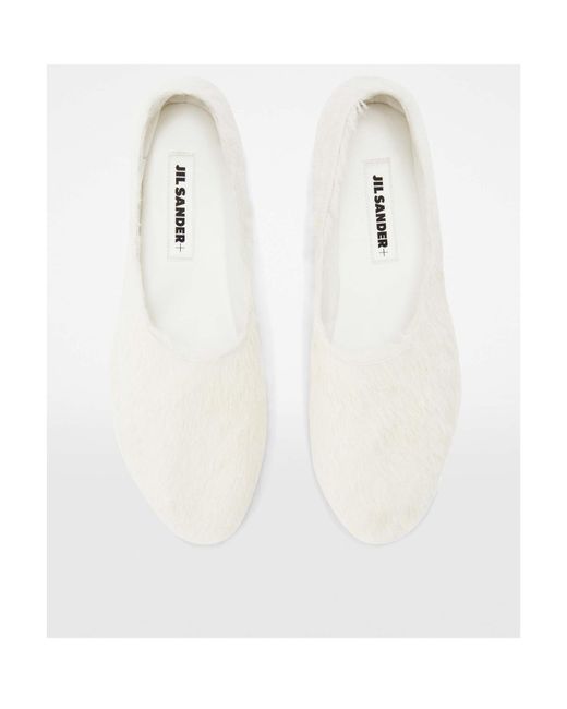Jil Sander White Slip-On Ballerina Flats