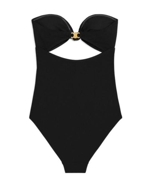 Céline Black Triomphe Swimsuit With Bows