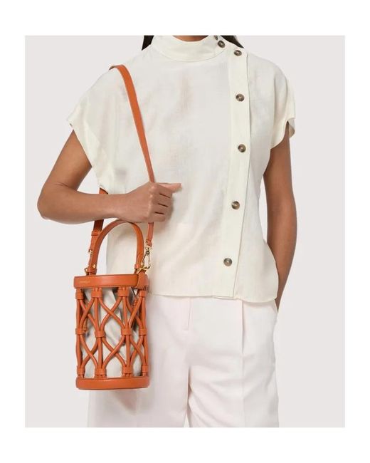 Coccinelle Orange Woven Bucket Bag