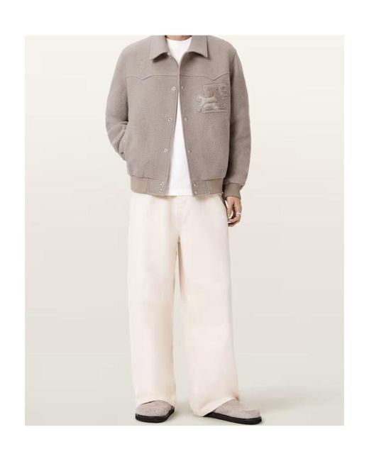 AllSaints Gray Royce Logo Wool Jacket for men