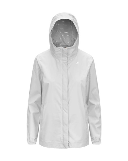 K-Way White Waterproof Zip Hooded Jacket