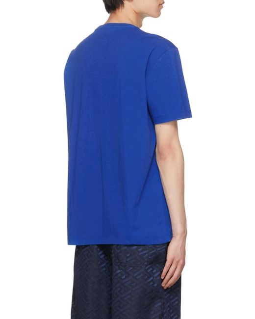 Versace Blue La Greca Print T-Shirt for men