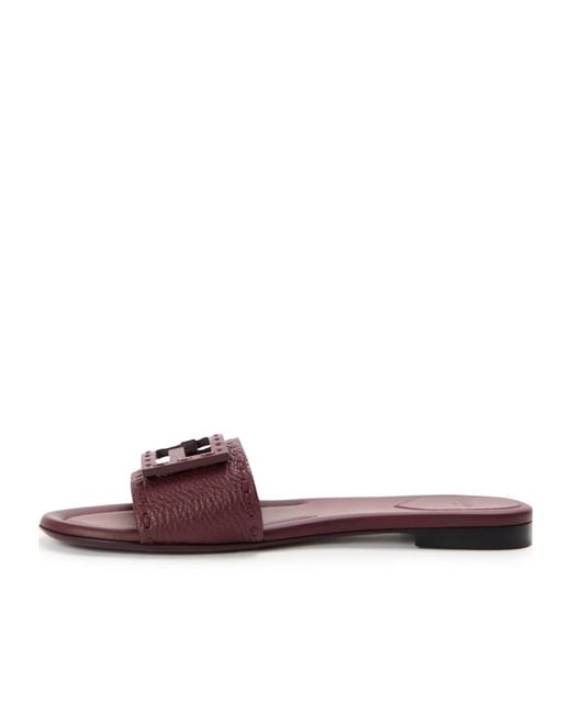 Fendi Brown Logo Flat Sandals