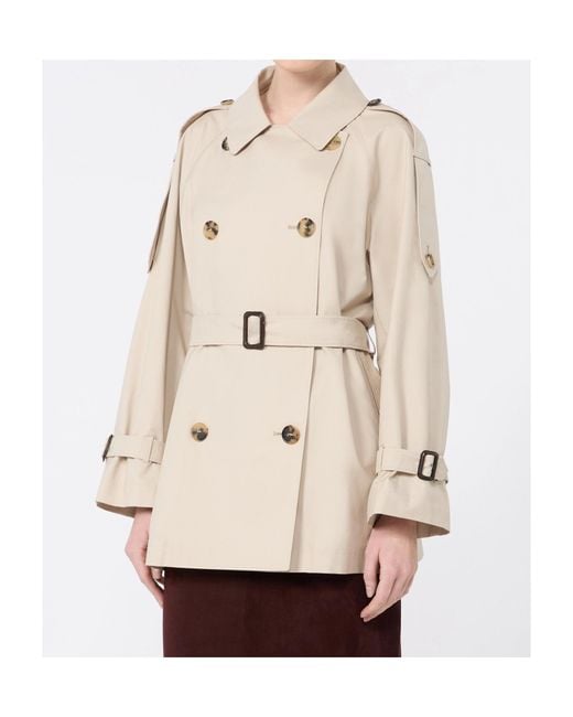 Max Mara Natural Short Twill Trench Coat