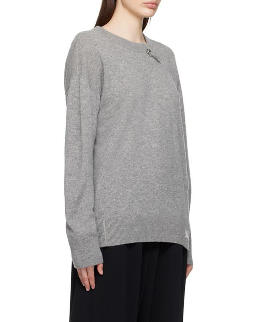 Burberry Gray Logo Intarsia-Knit Crewneck Jumper