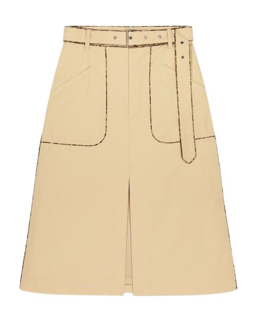 Dries Van Noten Natural Belted A-Line Skirt