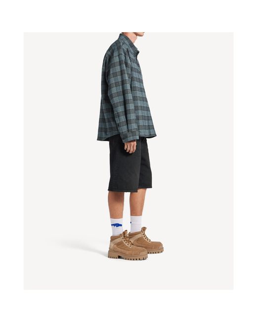 Balenciaga Blue Checked Zip-Up Jacket for men