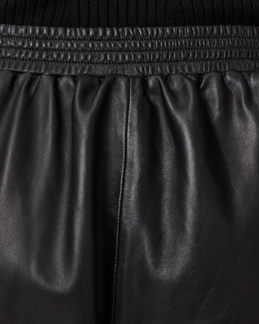 AllSaints Black Etta Elastic Waist Leather Pants
