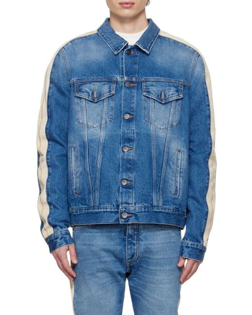 Palm Angels Blue Long Sleeved Track Jacket for men