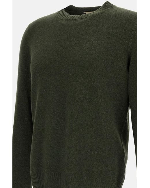 Gran Sasso Green Ribbed Details Vintage Crew Neck Jumper for men