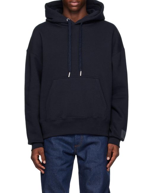 AMI Blue Long-Sleeved Drawstring Hoodie for men