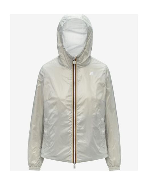 K-Way White Reversible Zip Hooded Jacket