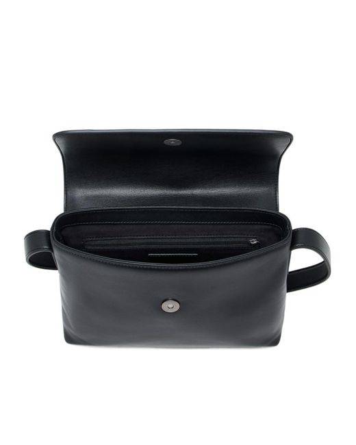 Emporio Armani Black Logo-Plaque Leather Shoulder Bag for men