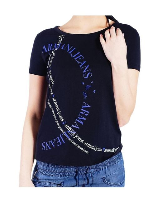 Armani Jeans Blue Logo Details T-Shirt