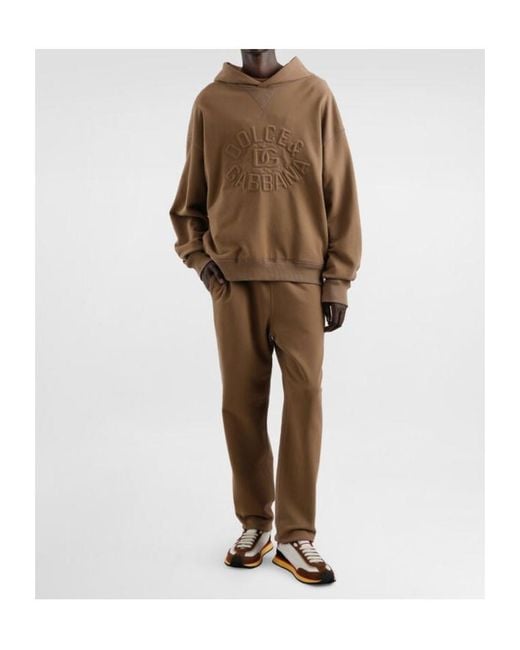 Dolce & Gabbana Brown Logo Embossed Oversize Hoodie for men