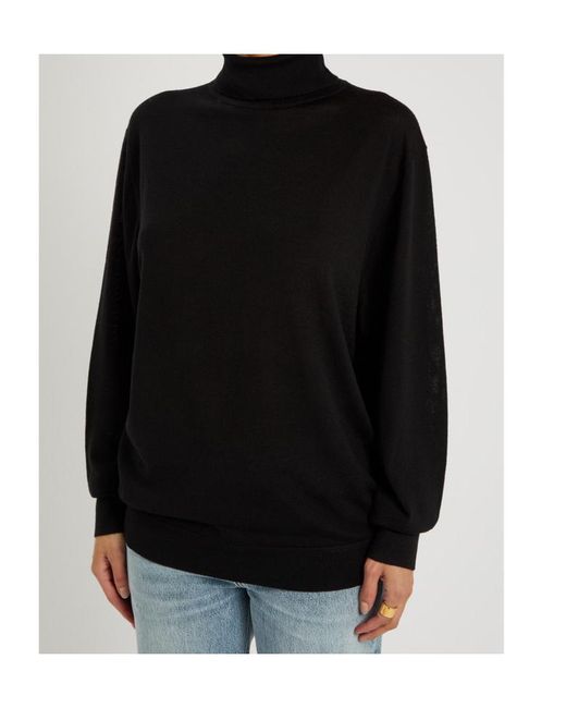 Totême  Black Turtle-Neck Fine-Knit Wool Jumper