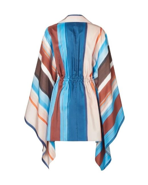 Fendi Blue V-Neck Striped Dress