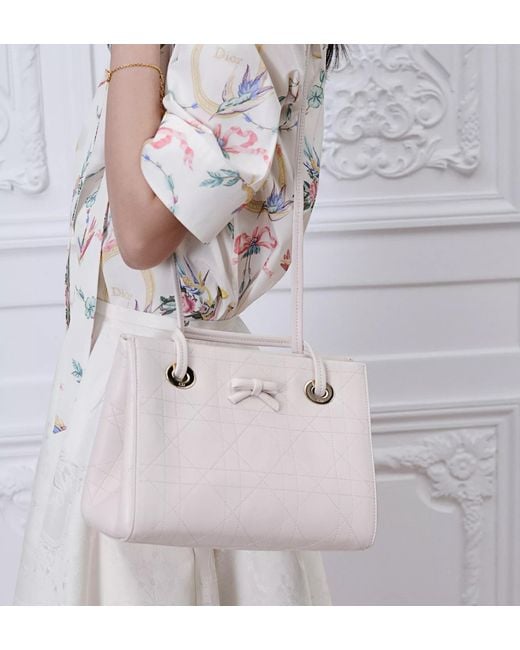 Dior White Qixi Small Promenade Shopping Bag