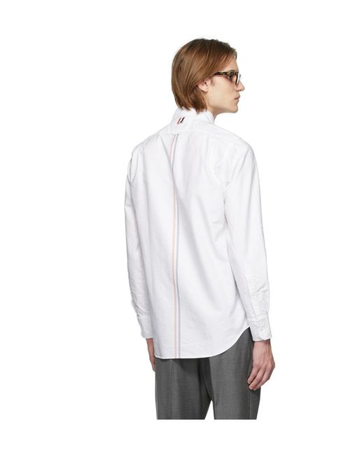 Thom Browne White Logo Patch Shirt for men