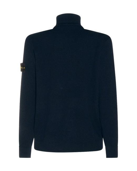 Stone Island Blue High-Neck Cardigan for men