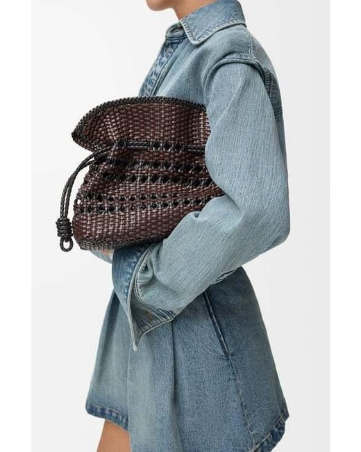 Loewe Black Leather Woven Flamenco Clutch Bag