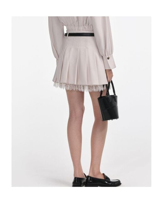 Self-Portrait White Pleated Mini Skirt