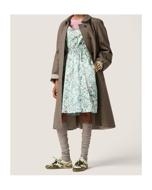 miu miu dress green Miu Miu Satin Jacquard Dress In Green