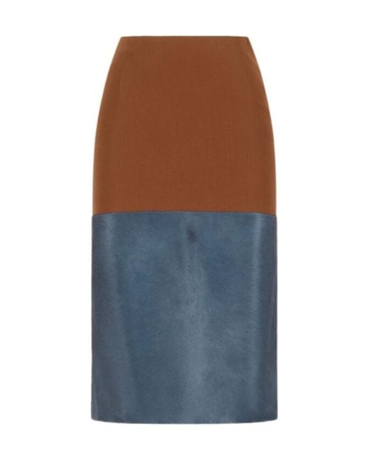 Marni Blue Wool Skirt With Pony Hair Insert