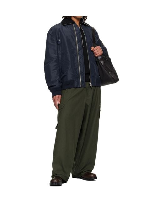 Sacai Blue Zip-Up Bomber Jacket for men