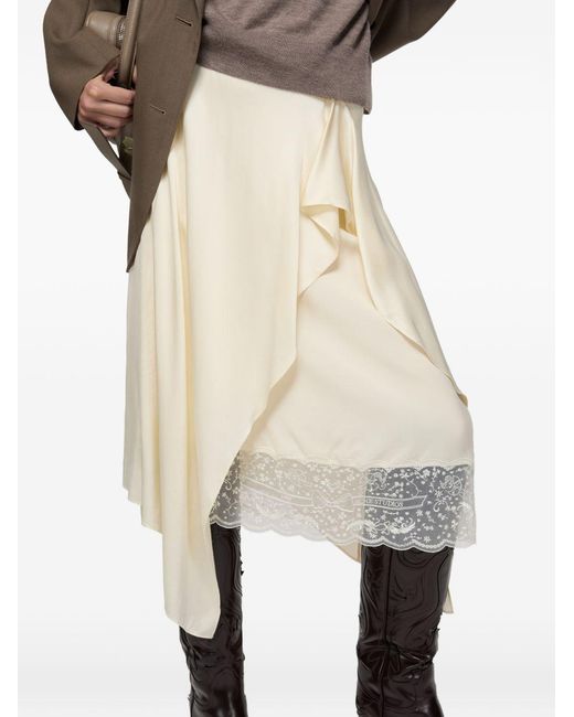 Acne Natural Asymmetric Lace Detailed Skirt