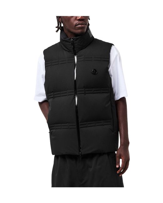 Moncler Black Stand-Collar Quilted Down Vest for men