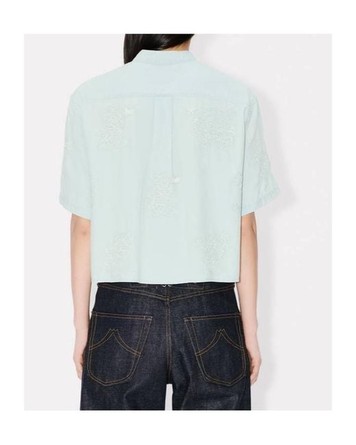 KENZO Blue Cartoon' Embroidered Short Sleeve Shirt