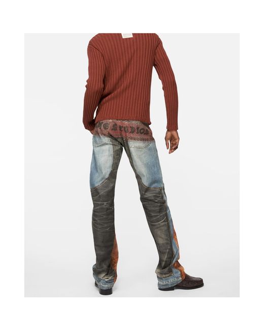 Acne Red Ribbed Jumper for men