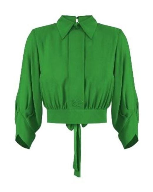 Elisabetta Franchi Green Georgette Cropped Shirt