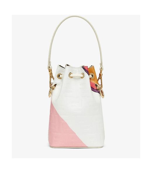 Fendi White Leather Bag With Multicolour Print
