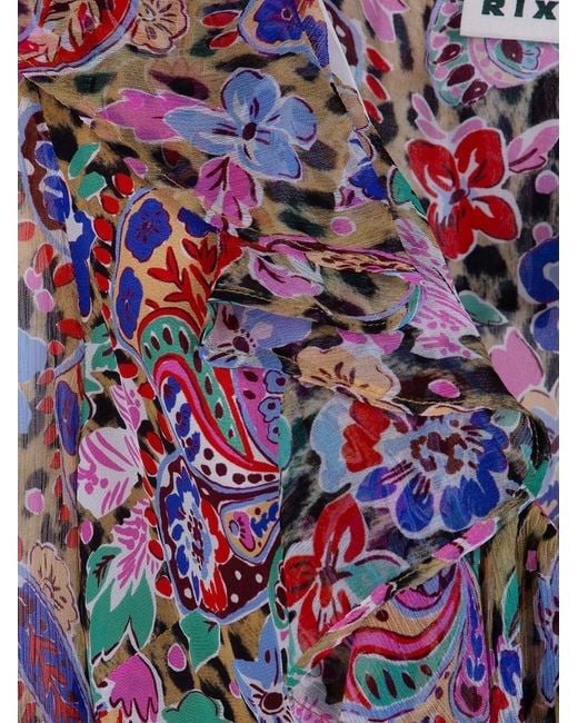 Rixo Purple Long Sleeve Floral Dress