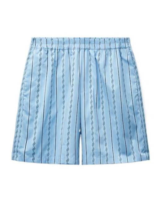 Versace Blue Greca-Pattern Striped Shorts for men