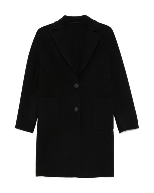 Peserico Black Single-Button Mid-Length Coat