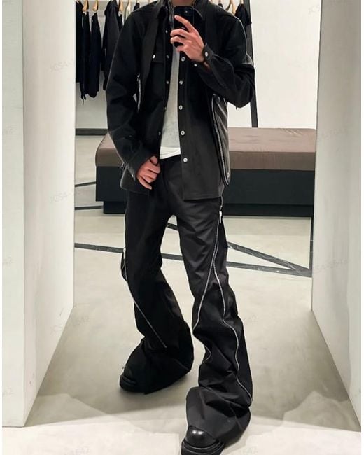 Rick Owens Black Bolan Banana Flared Trousers for men
